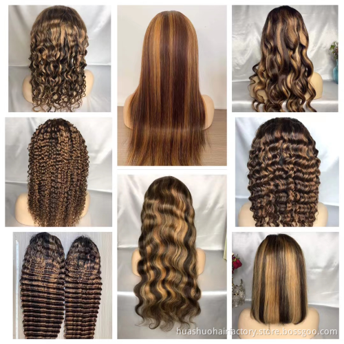 Wholesale Price Human Lace Wig High Quality Piano Color Lace Front Wig ,Ombre Color Lace Frontal Hair Wig